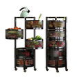 Round Fruit Rack with Wheels 5 Tier Mobile Storage Organizer