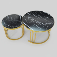 Round Nesting Coffee Tables with Black Marble Top and Golden Frame Furniture Furniture