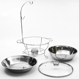 Round Stainless Steel Chafing Dish | 8L Buffet Warmer with Glass Cover