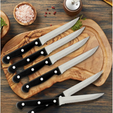 STAINLESS STEEL SERRATED STEAK KNIFE SET | 6PCS Small Kitchen Appliances Knife Guides