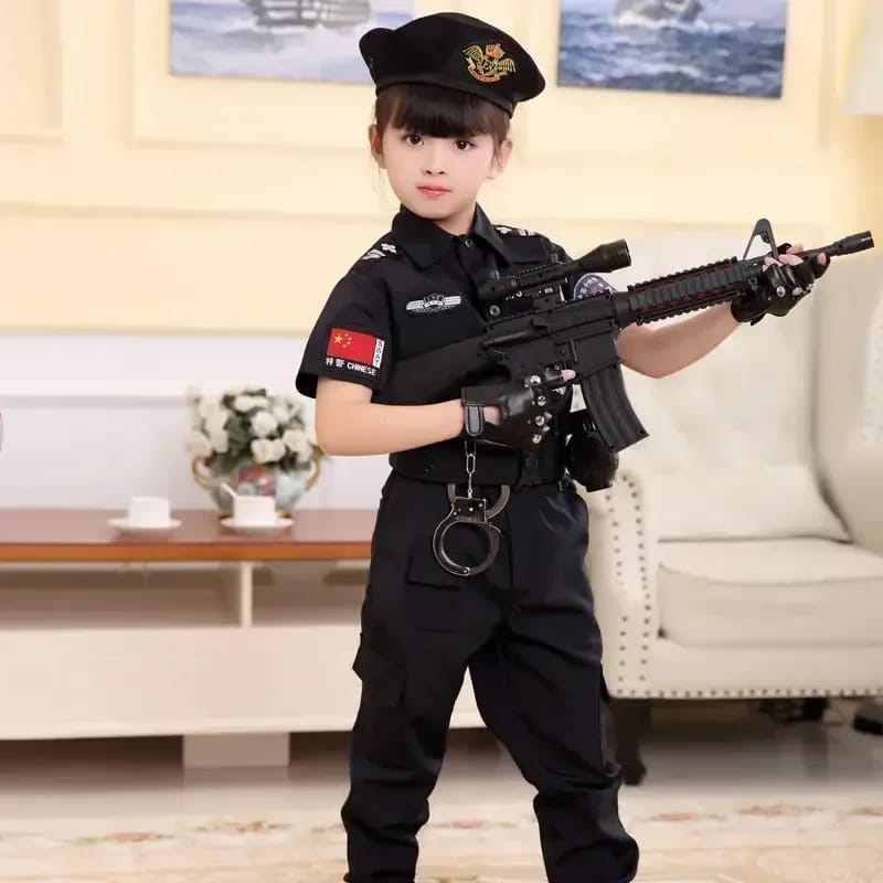 SWAT Unisex Police Costumes for Kids with Full Accessories Set for Cosplay and School Curriculum