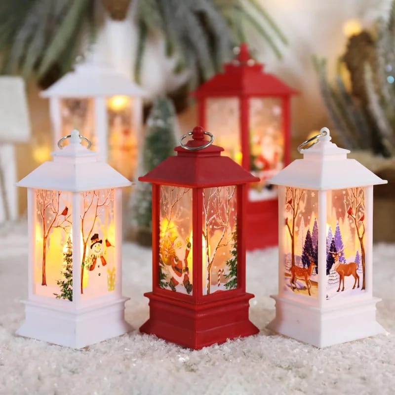 Santa Claus Christmas Lantern LED Night Light 20x8cm Vintage Design