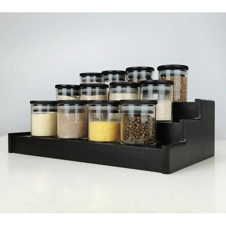 12 Piece Glass Spice Jars with Bamboo Black Lids- Furaha Finds Kenya