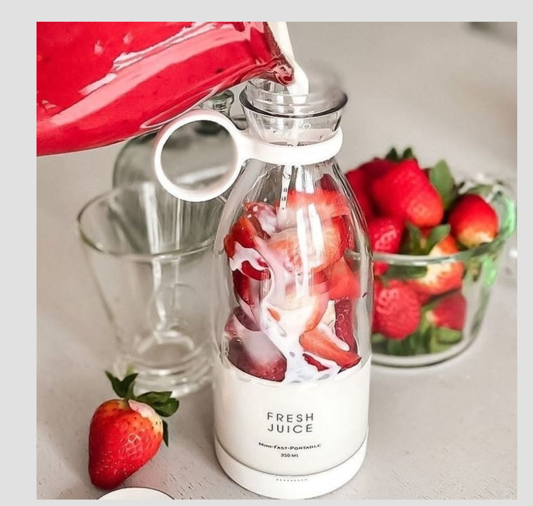 Furaha Finds Electric Juicer Mini Portable Blender 350ml capacity, USB rechargeable, multifunctional juice maker & smoothie mixer for home, office, and travel.
