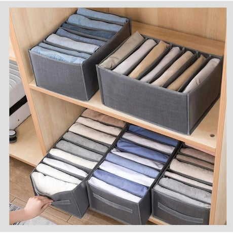 8 Grid Wardrobe Organizer | Closet Organizer | Drawer Organizer for Jeans, Pants & Shirts | Grey- Furaha Finds Kenya
