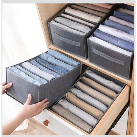 8 Grid Wardrobe Organizer | Closet Organizer | Drawer Organizer for Jeans, Pants & Shirts | Grey- Furaha Finds Kenya