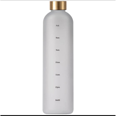 BPA Free Portable 1000ml Frosted Transparent Plastic Water Bottle with Time Scale | Large Capacity Sports & Leak Proof Rubber Outdoor Water Bottle- Furaha Finds Kenya