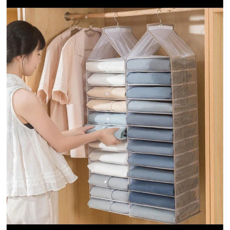 Foldable 12-Grid Hanging Closet Organizer – Portable Clothes Storage Bag for Underwear, Jeans, and Space Saving- Furaha Finds Kenya
