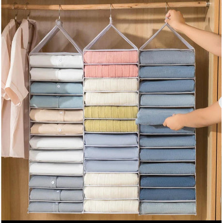 Foldable 12-Grid Hanging Closet Organizer – Portable Clothes Storage Bag for Underwear, Jeans, and Space Saving- Furaha Finds Kenya