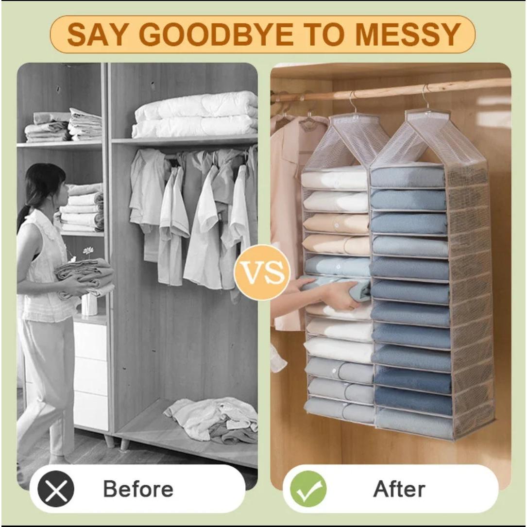 Foldable 12-Grid Hanging Closet Organizer – Portable Clothes Storage Bag for Underwear, Jeans, and Space Saving- Furaha Finds Kenya