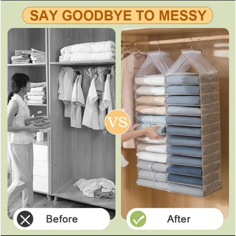 Foldable 12-Grid Hanging Closet Organizer – Portable Clothes Storage Bag for Underwear, Jeans, and Space Saving- Furaha Finds Kenya