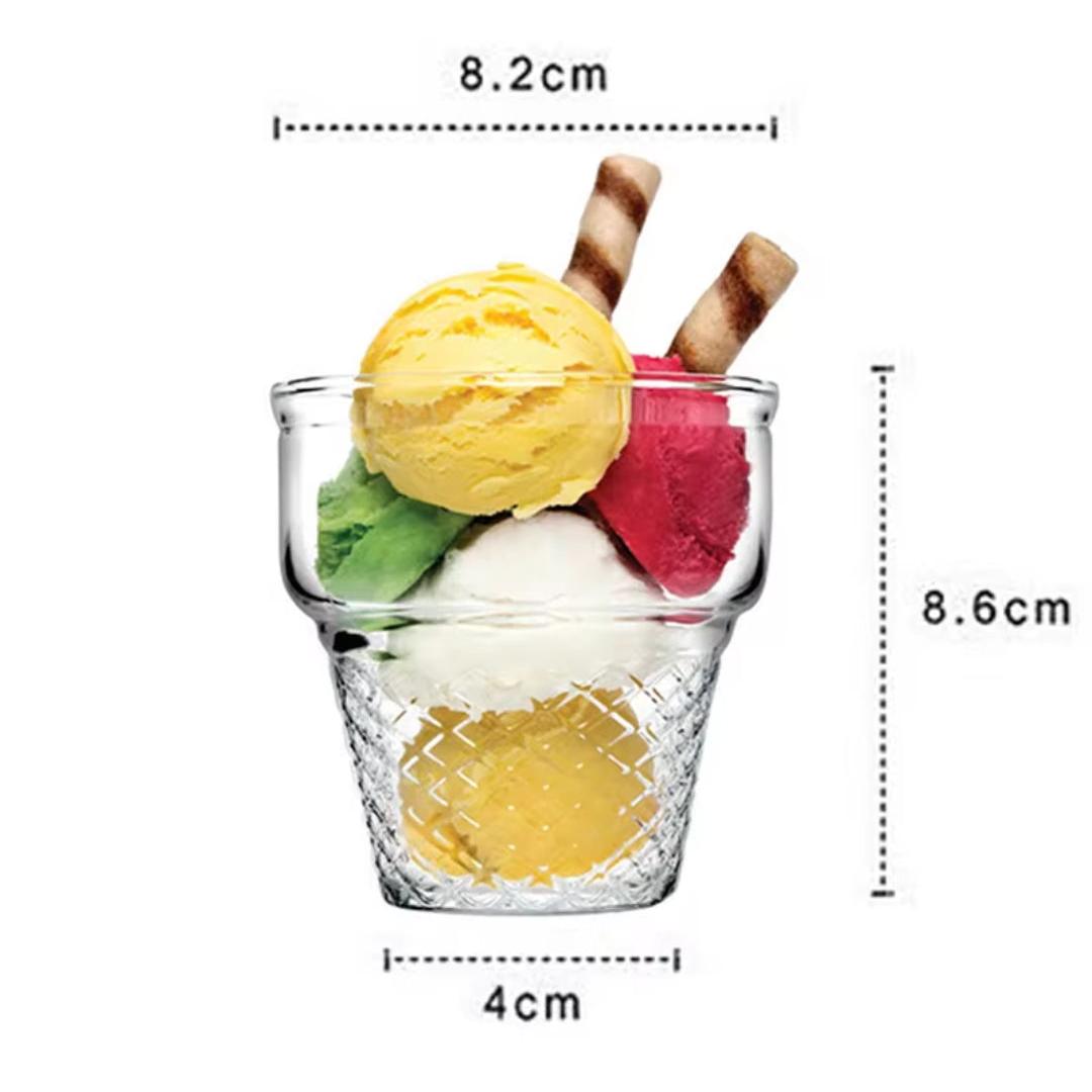 Set of 3 Pasabahce Minicornet Ice Cream Cups| 450ml Sturdy Glass, Freezer Safe- Furaha Finds Kenya