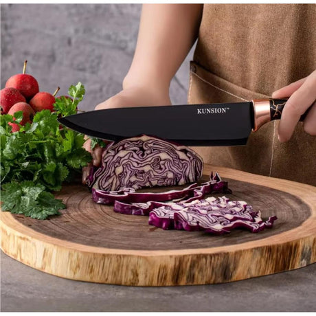 9Pc Marble Knife Set 5 Knives, Kitchen Fork, Scissors, Potato Peeler and Stand.- Furaha Finds Kenya