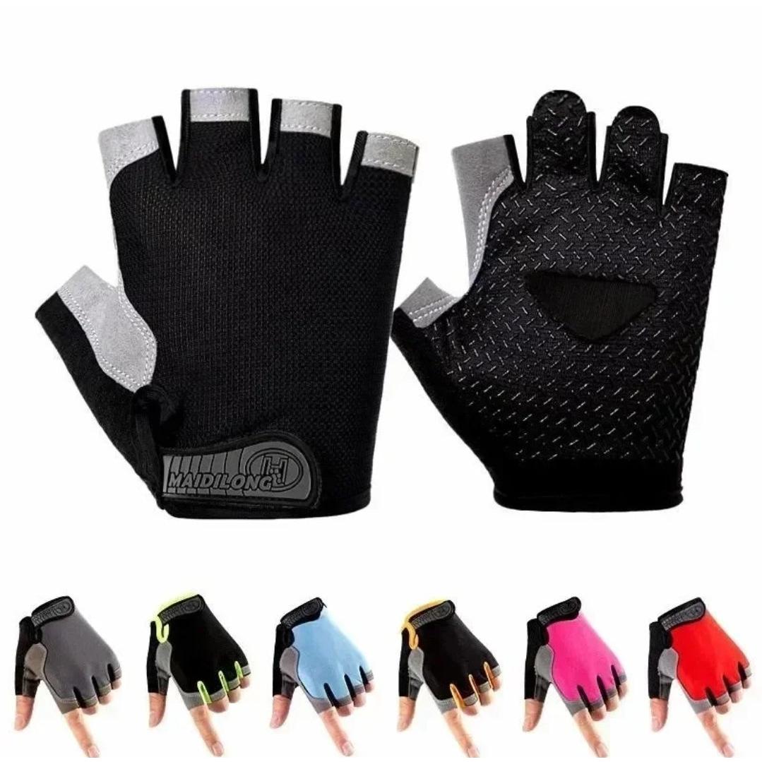 2 Pair of Gym Anti Slip Half Finger Gloves Breathable Elastic Sports Gloves for Men & Women, Ideal for Dumbbells, Cycling, and Exercise- Furaha Finds Kenya