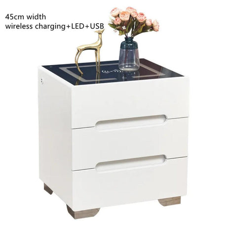 Intelligent Smart Bedside Table with LED Lighting Wireless Charging for Smartphones and Gadgets