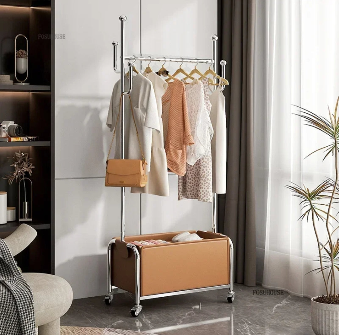 Furaha Finds 100cm Metallic Cloth Rack with Wheels Durable Clothes Organizer 