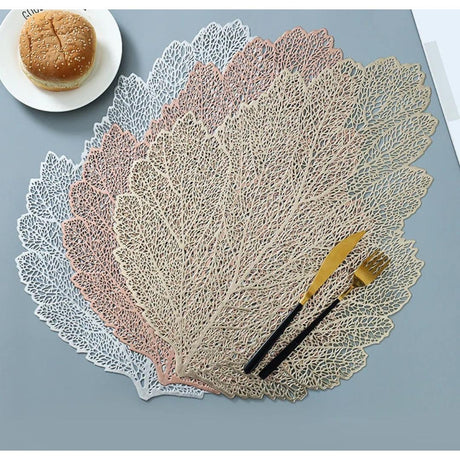 Nordic Leaf Table Mat Stylish PVC Placemat for Dining & Home Decor- Furaha Finds Kenya