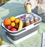 3in1 Foldable Collapsible Camping Hand Basket Picnic Basket | Converts to Table, Storage Unit, and Cutting Board