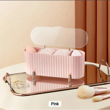 Cosmetics Storage Box | DustProof Makeup Organizer for Cotton Pads, Swabs, Beauty Egg Holder, Bathroom Jewelry Organizer- Furaha Finds Kenya