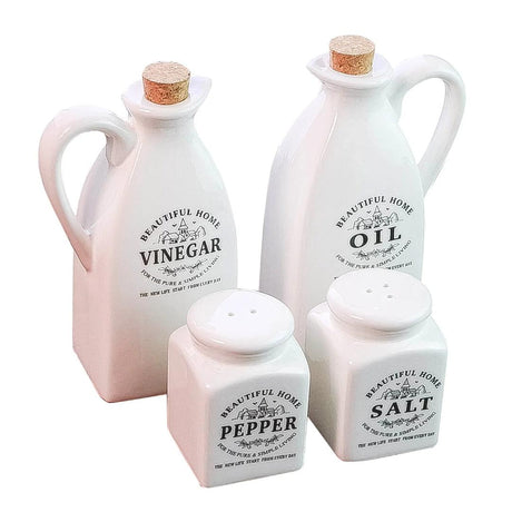 4 in 1 Cruet Jar Set Oil & Vinegar Dispenser, Salt & Pepper Shakers for Kitchen and Dining- Furaha Finds Kenya