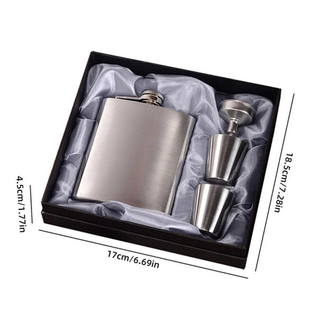 Stainless Steel Whiskey Flask with Two Tot Glasses 200ml Pocket Flask Set for Travel, Camping, and Outdoor Use (Silver)- Furaha Finds Kenya