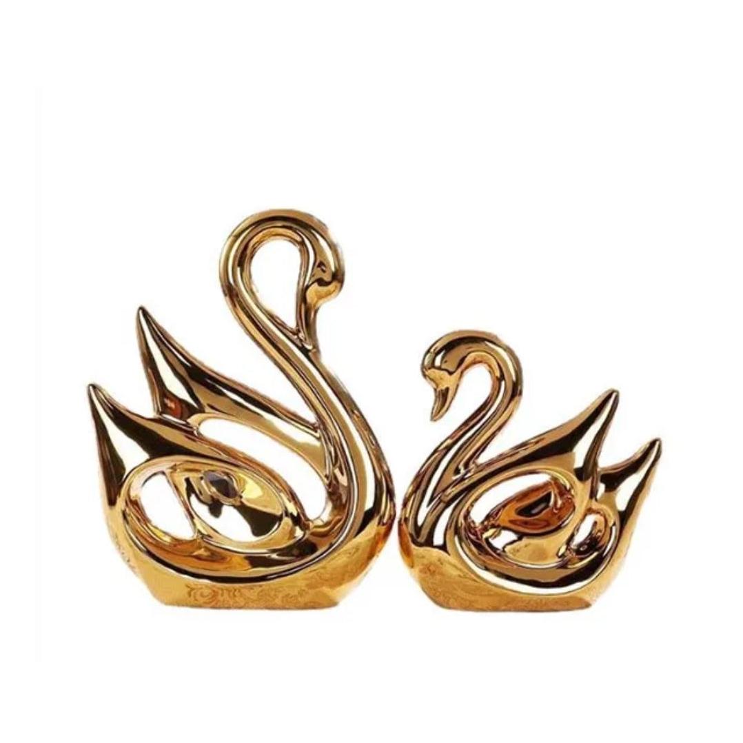 2 Piece Decorative Swan Figurines Elegant Home Decor Set for Living Room, Bedroom, or Office
