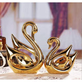 2 Piece Decorative Swan Figurines Elegant Home Decor Set for Living Room, Bedroom, or Office