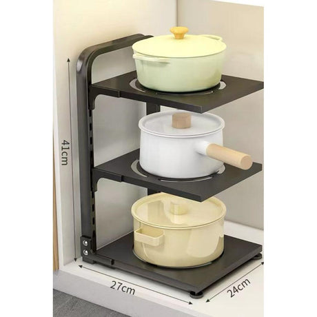 Adjustable Kitchen Storage Rack 3Tier & 4Tier, Carbon Black Steel, Freely Adjustable Shelving- Furaha Finds Kenya