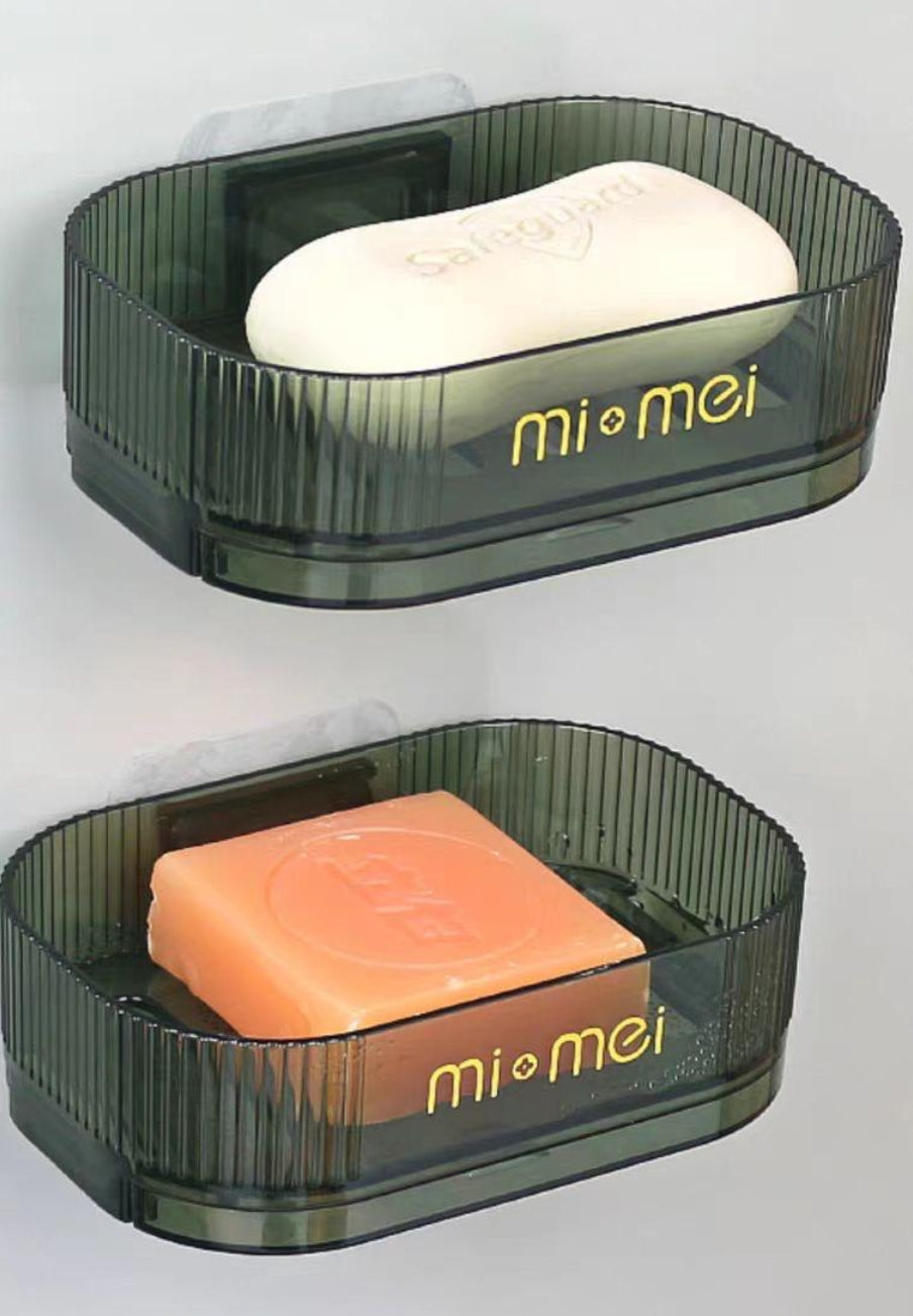 Furaha Finds Quality Wall Mounted Soap Dish Acrylic with removable draining rack,self adhesive installation for mess free bathroom and kitchen storage.