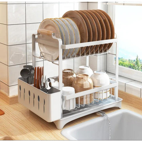High Quality Classy Dish Rack Rust Resistant Kitchen Organizer with Cutlery Holder and Dish Drainer- Furaha Finds Kenya