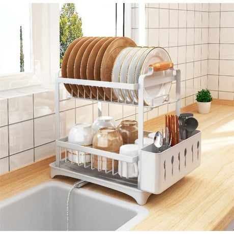High Quality Classy Dish Rack Rust Resistant Kitchen Organizer with Cutlery Holder and Dish Drainer- Furaha Finds Kenya