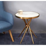 Modern Round Marble Top Coffee Table with Gold Metal Legs Elegant Accent Table for Living Room or Office