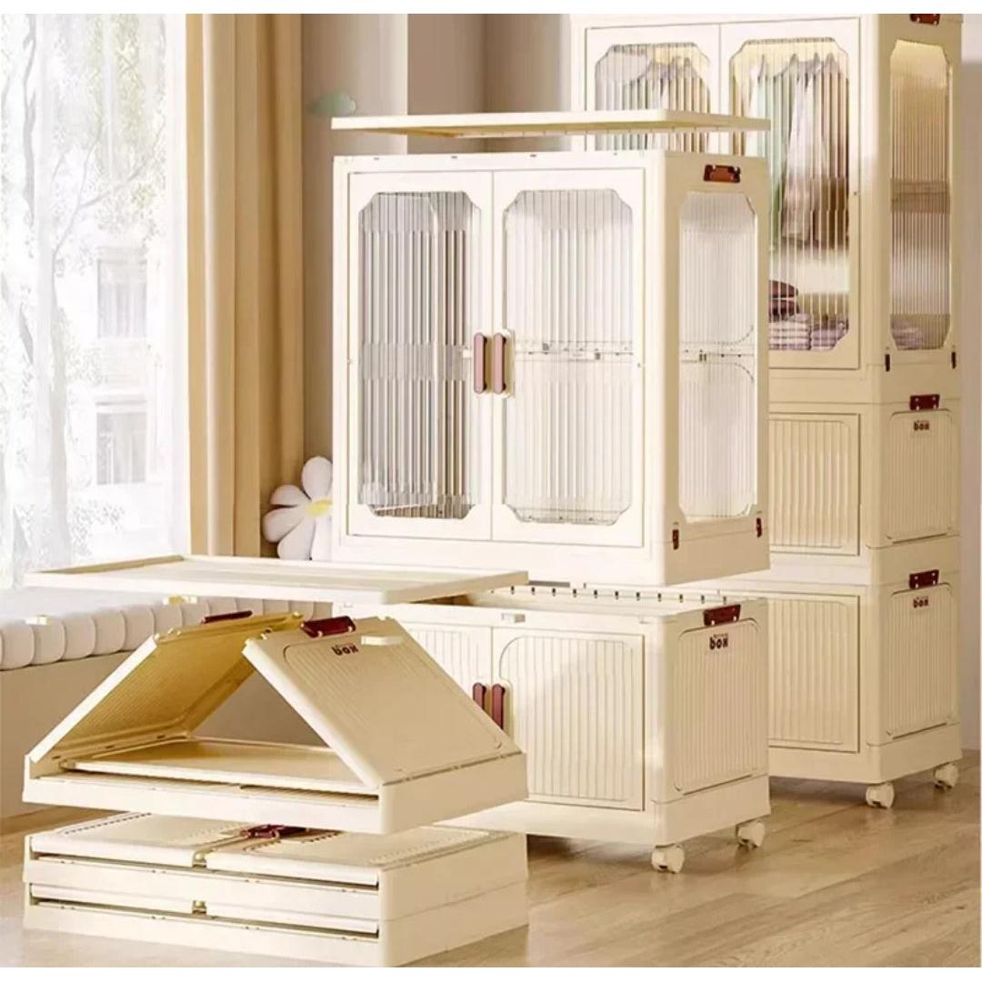 Stackable 3Level Plastic Portable Wardrobe Foldable, Installation Free Closet for Kids, Hanging Clothes Storage, White- Furaha Finds Kenya