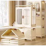 Stackable 3Level Plastic Portable Wardrobe Foldable, Installation Free Closet for Kids, Hanging Clothes Storage, White- Furaha Finds Kenya