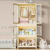 Stackable 3Level Plastic Portable Wardrobe Foldable, Installation Free Closet for Kids, Hanging Clothes Storage, White- Furaha Finds Kenya