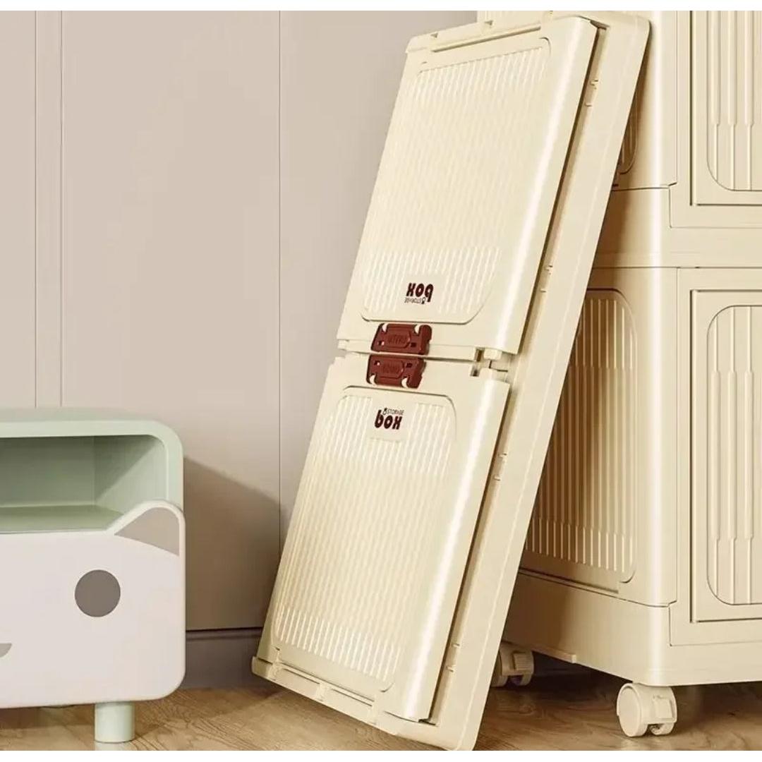 Stackable 3Level Plastic Portable Wardrobe Foldable, Installation Free Closet for Kids, Hanging Clothes Storage, White- Furaha Finds Kenya