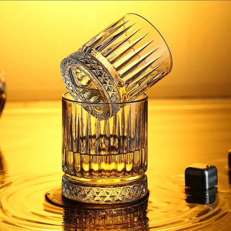 Elysia Stripped Crystal Whiskey Glasses Set of 6 Premium Glasses for Whiskey, Bourbon, and Cocktails- Furaha Finds Kenya