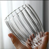 Stripe Double Wall Glass Mug Heat Resistant for Tea Coffee Milk Juice Espresso & Whisky- Furaha Finds Kenya