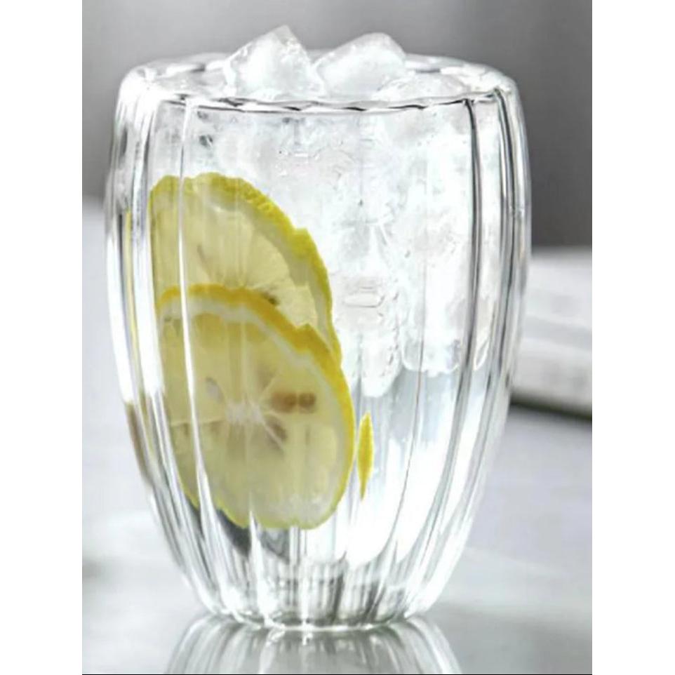 Stripe Double Wall Glass Mug Heat Resistant for Tea Coffee Milk Juice Espresso & Whisky- Furaha Finds Kenya