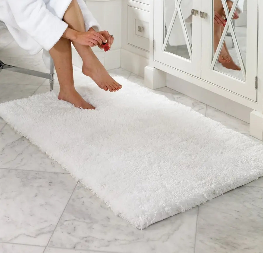 Furaha Finds Premium Quality 100% Cotton Bath/Bedside Mat  Soft, absorbent, and non slip 80cm x 50cm rug for bathrooms, bedrooms, and entryways.