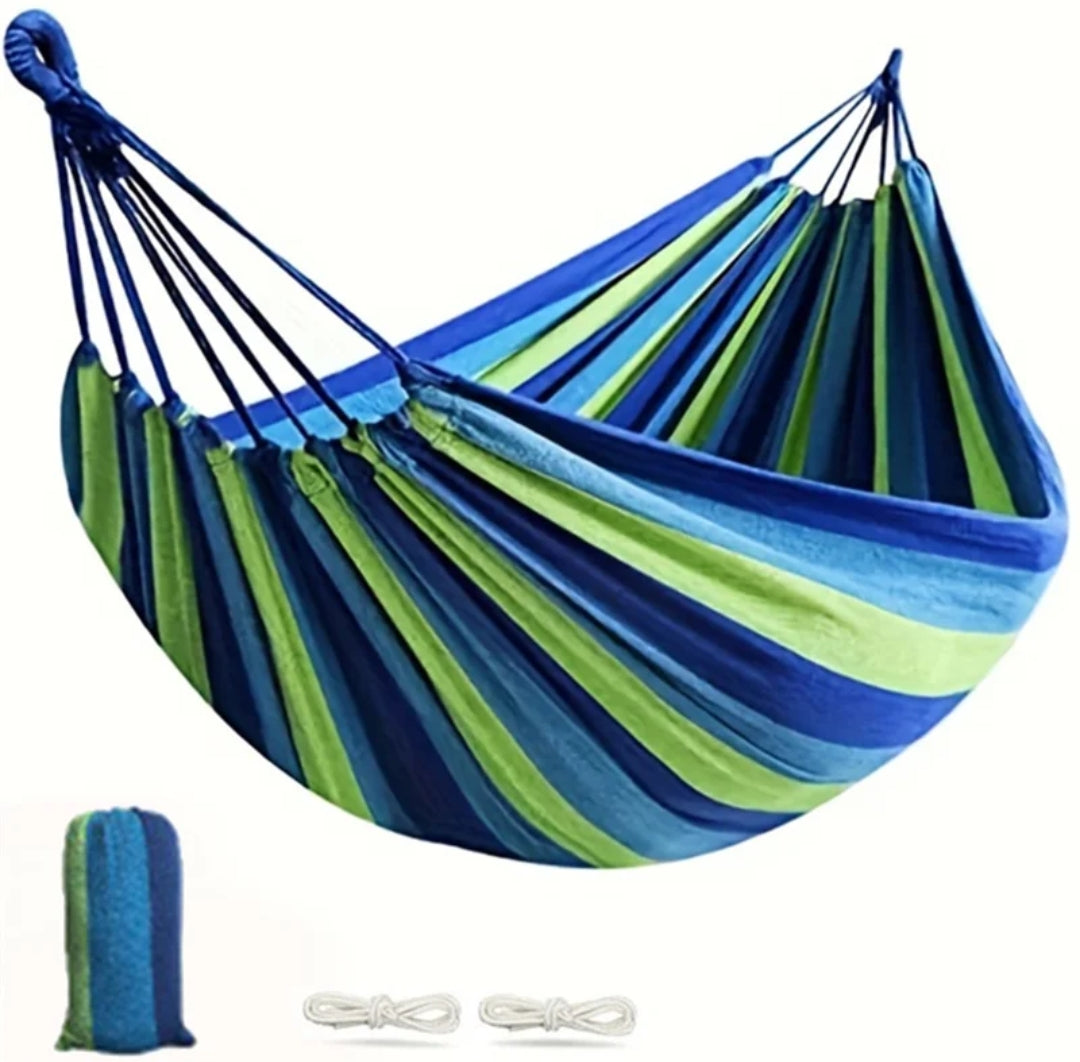 Stripped Outdoor Hammock Heavy Load Bearing, 2 Person Capacity for Camping, Backyard, and Travel