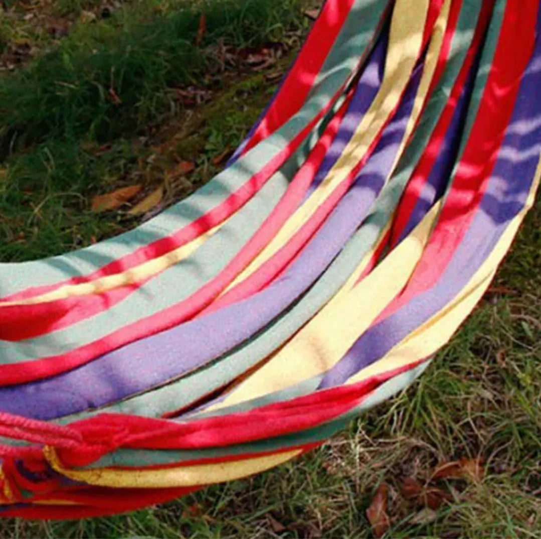 Stripped Outdoor Hammock Heavy Load Bearing, 2 Person Capacity for Camping, Backyard, and Travel