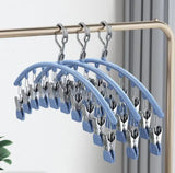 Furaha Finds 10 Pegs Stainless Steel Clothes Drying Hanger Windproof, rust resistant clothing rack with strong clips for socks, underwear, and baby clothes.