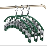 Furaha Finds 10 Pegs Stainless Steel Clothes Drying Hanger Windproof, rust resistant clothing rack with strong clips for socks, underwear, and baby clothes.
