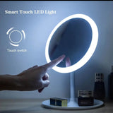Smart Touch LED Light Portable Mirror Adjustable Brightness & Compact Design