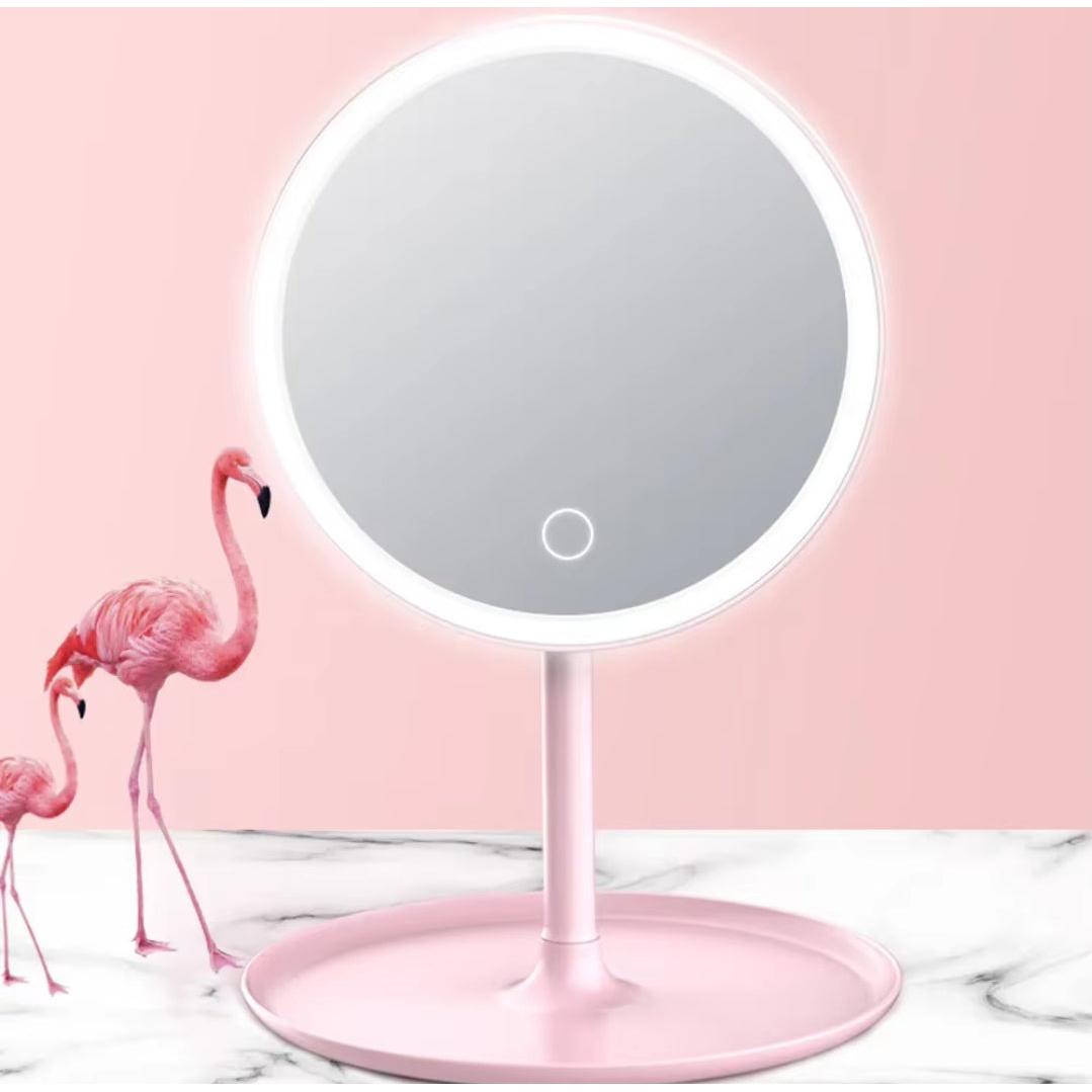 Smart Touch LED Light Portable Mirror Adjustable Brightness & Compact Design