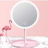 Smart Touch LED Light Portable Mirror Adjustable Brightness & Compact Design