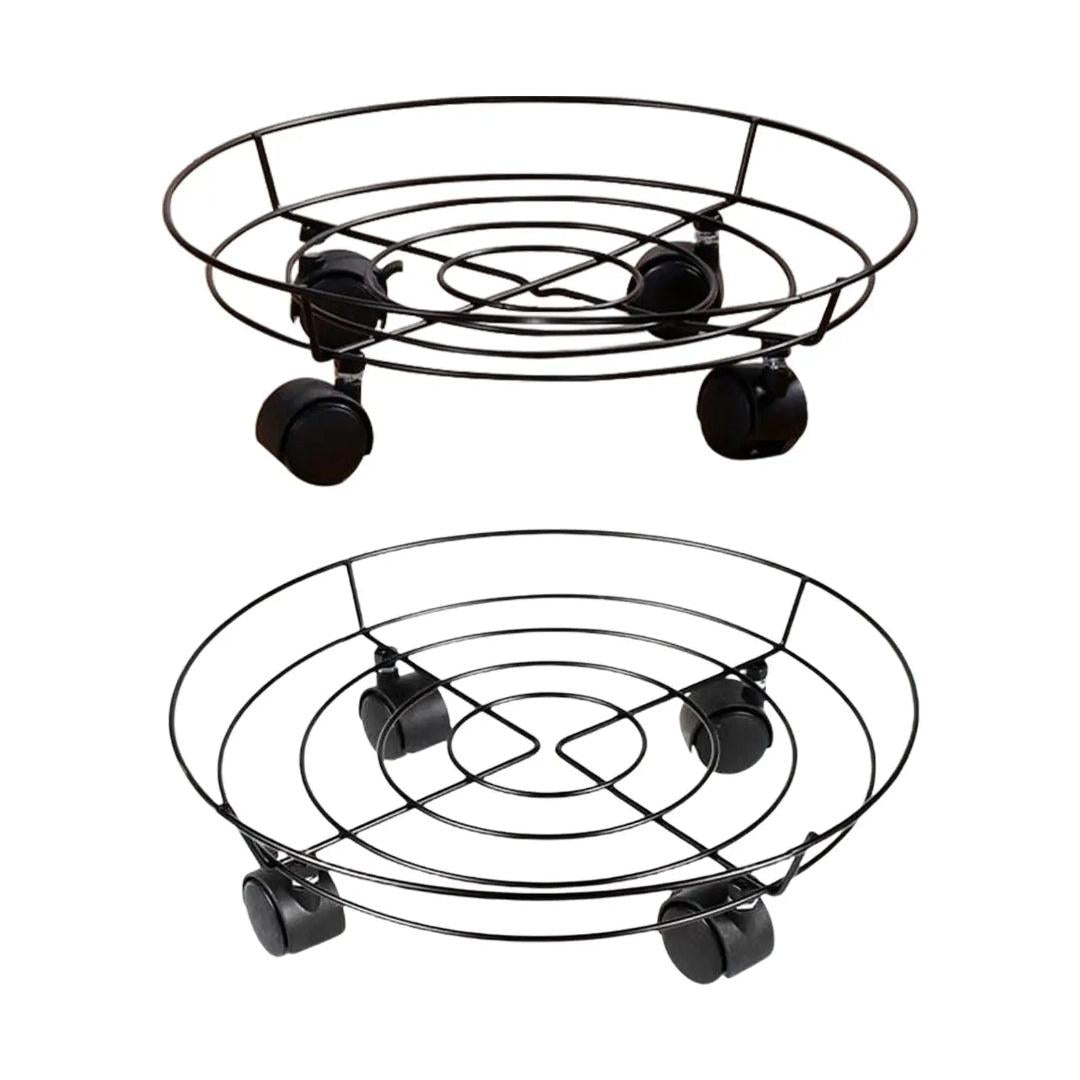 Heavy Duty Metallic Gas Cylinder Planter Movable Trolley with Wheels Large Size 36x9cm, Easy Storage Cleaning with Front Stoppers