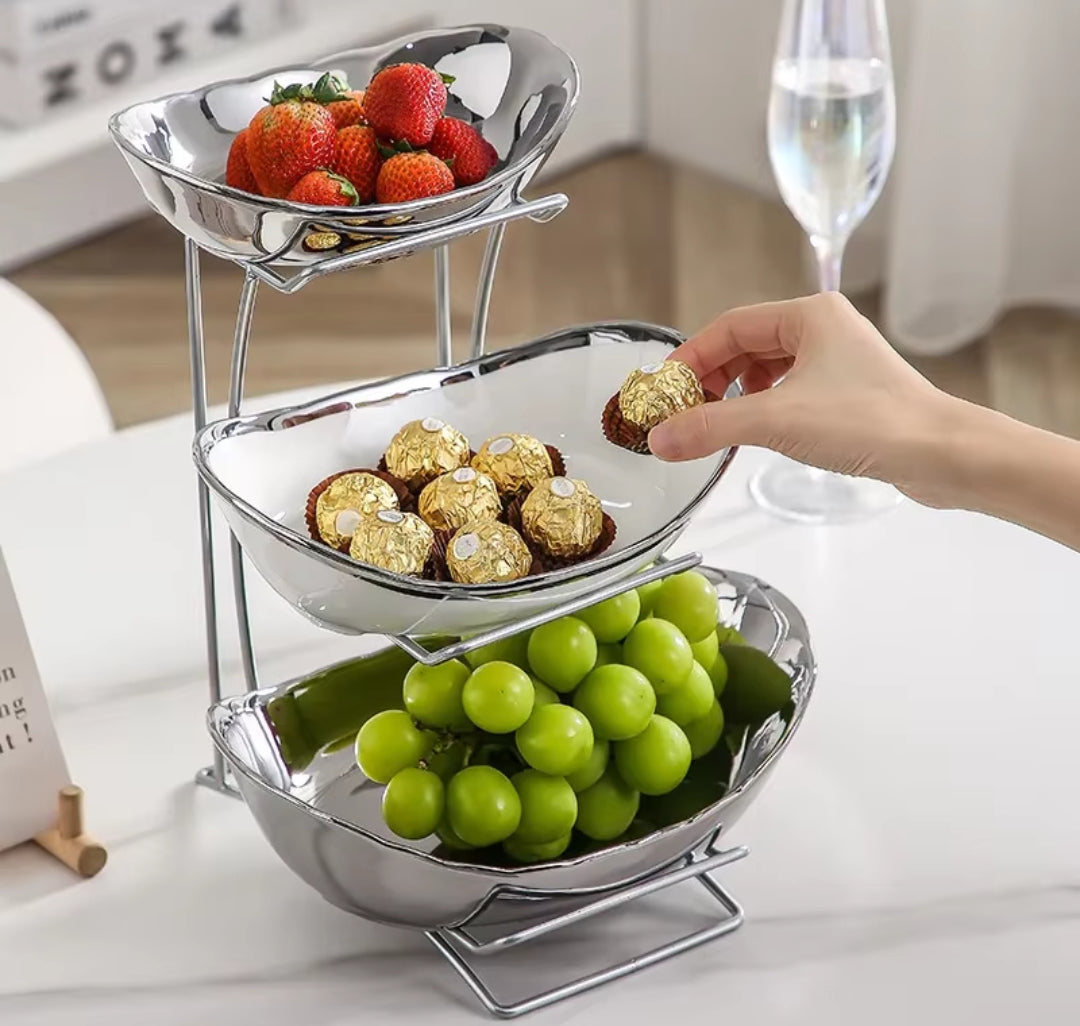 Furaha Finds Nordic Ceramic Fruit and Snack Stand Elegant Multi Tier Display for Home, Kitchen, and Parties