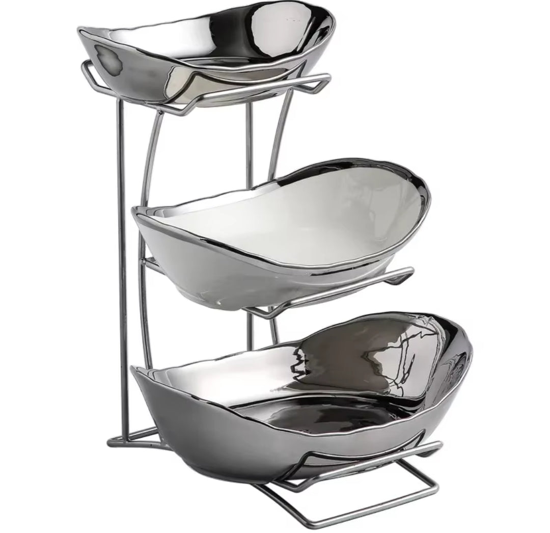 Furaha Finds Nordic Ceramic Fruit and Snack Stand Elegant Multi Tier Display for Home, Kitchen, and Parties
